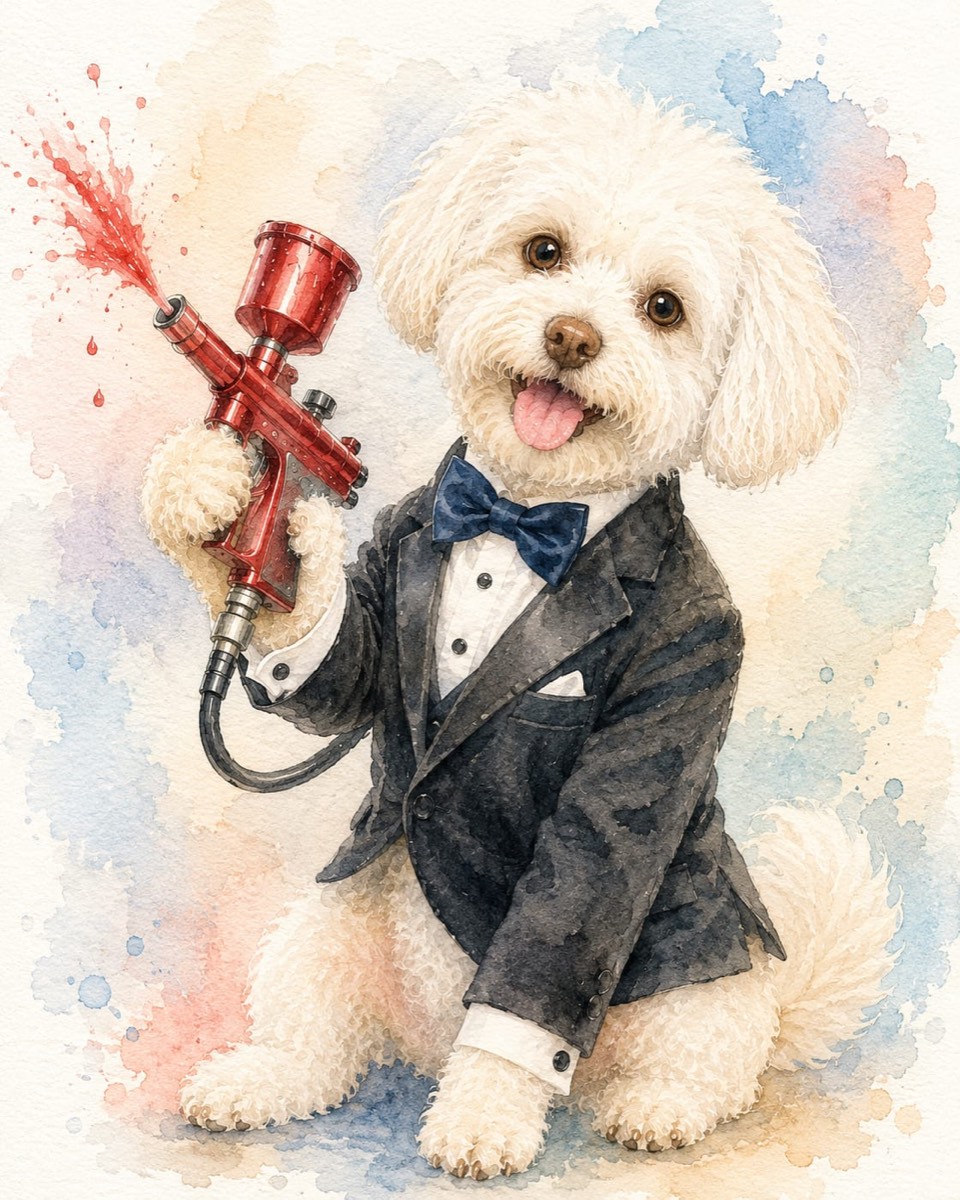 Otto vestido de gala con una pistola de agua